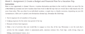 : Create a Budget and Financial Plan for a Vacation Trip
