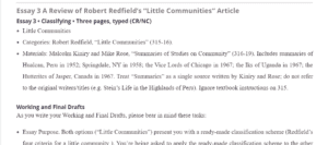 Essay 3 A Review of Little Communities Article by Robert Redfield