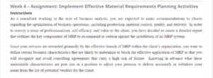 Implement Effective Material Requirements Planning Activities