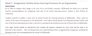 Outline Green Sourcing Processes for an Organization