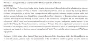 Week 3 Assignment 2 Examine the Militarization of Police