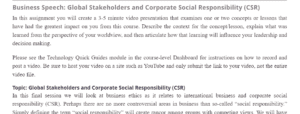 Global Stakeholders and Corporate Social Responsibility CSR