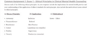 Ethical Principles in Clinical Mental Health Counseling