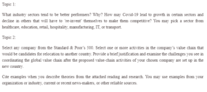 High Performing Industry Sectors Effects of Covid-19 and Relocation of Standard & Poors 500 Companies