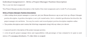 Project Manager Position Description