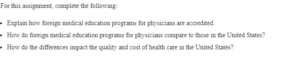 Foreign and United States Medical Education Programs
