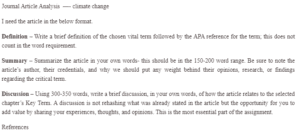 Journal Article Analysis On Climate Change