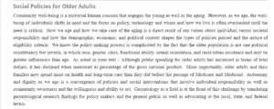 Social Policies for Older Adults