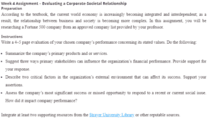 Evaluating a Corporate-Societal Relationship