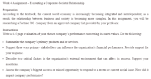 Evaluating A Corporate-Societal Relationship