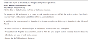 Work Breakdown Schedule-WBS