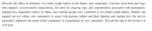 Effect of Extremely Low Birth Weight Babies on Family and the Community
