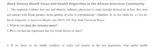 Health Disparities in the African American Community