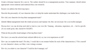 Leadership Traits a Fictional Character