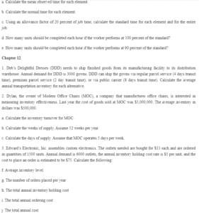 Standard Time Analysis and Inventory Strategies For Efficient Manufacturing