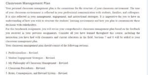 Comprehensive Classroom Management Plan