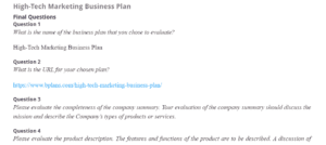 High-Tech Marketing Business Plan