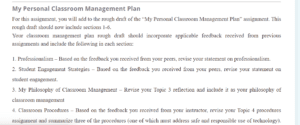 Personal Classroom Management Plan