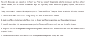 Risk Mitigation Plan for Disney and Pixar