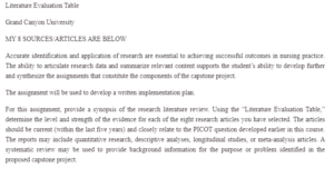 Literature Evaluation Table