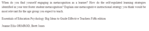 Metacognition and Self-Regulation