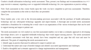 Technology Needs Assessment