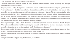 Admission of a Recovered Memory in a Court Case