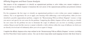 Affinity Diagram and Root Cause Analysis