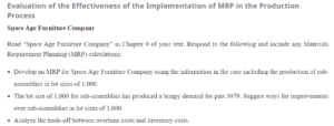Evaluation of the Effectiveness of the Implementation of MRP in the Production Process