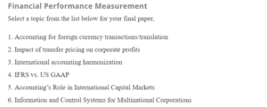 Financial Performance Measurement