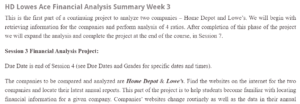 HD Lowes Ace Financial Analysis Summary Week 3