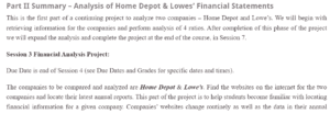 Part II Summary – Analysis of Home Depot & Lowes' Financial Statements