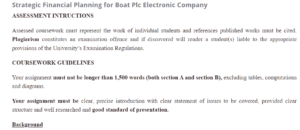 Strategic Financial Planning for Boat Plc Electronic Company