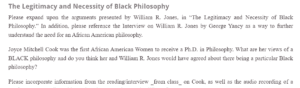 The Legitimacy and Necessity of Black Philosophy