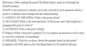 A Close Analysis of The Bean Eaters Using the SOAPS Method