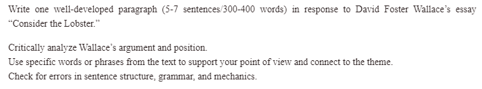 consider the lobster essay gourmet