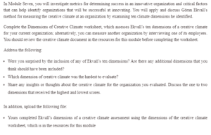 Ekvall’s Dimensions of a Creative Climate Assessment