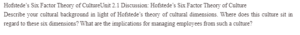 Hofstede’s Six-Factor Theory of Culture