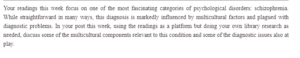 Multicultural Factors and Diagnostic issues associated with schizophrenia