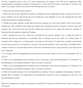 Office Equipment Inc Managerial Report