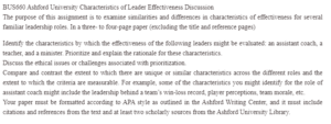 Characteristics of Leader Effectiveness