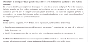 Company Tour Questions and Research References