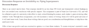 Discussion Response on Invisibility vs. Flying Superpowers