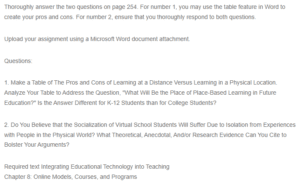 Distance and Physical Learning