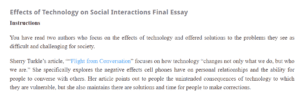 Effects of Technology on Social Interactions Final Essay