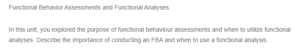 Functional Behavior Assessments and Functional Analyses