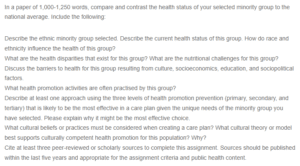 Health Promotion in Minority Population