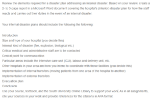 Internal Disaster Plan