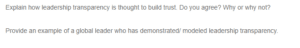 Leadership Transparency Thought to build Trust