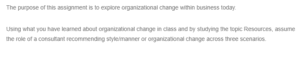 Organizational Change within Business Today